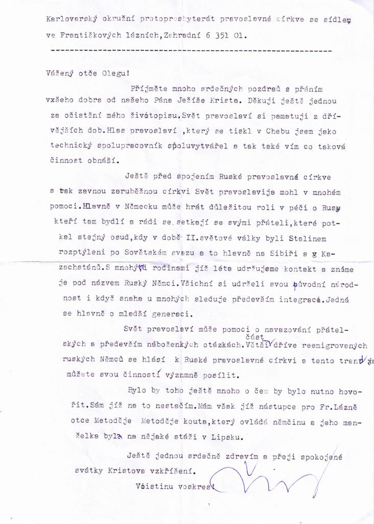 Od karlovarského okružního protopresbytera